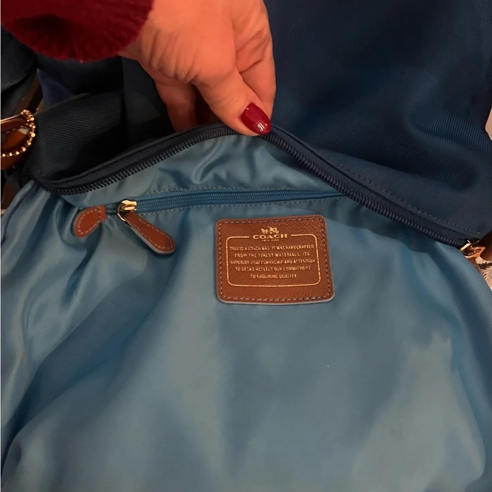 Coach Sawyer Crossbody Bag in Blue and Tan